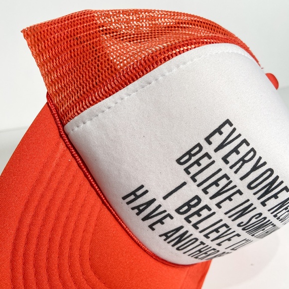 Vintage Reddish Orange Trucker Hat Mesh Snapback Beer Drinking Funny Novelty - Picture 12 of 15